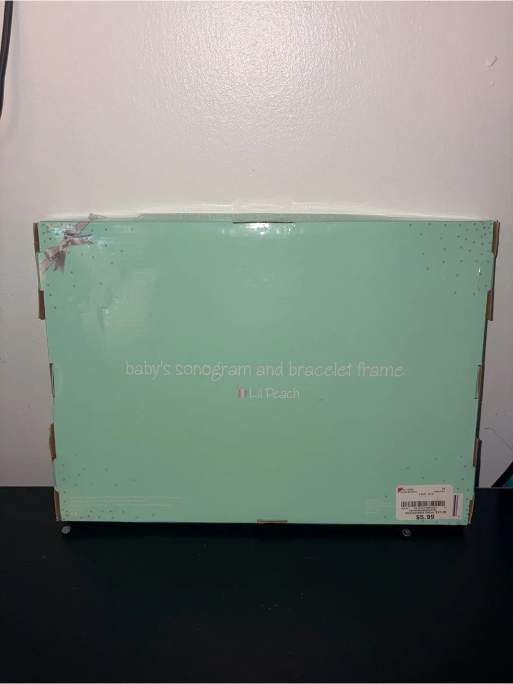 Mint Baby Photo and Sonogram Frame with Silver Trim